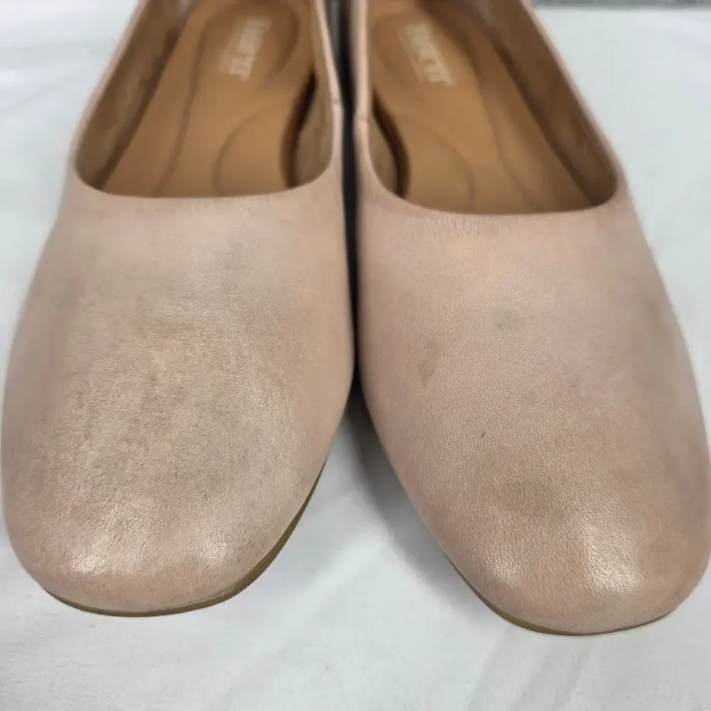 BORN WOMEN'S BECA BEIGE LEATHER SLIP‑ON CASUAL FLATS – SIZE 7.5M – ROUND TOE